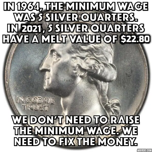 Silver quarters value comparison between 1964 and 2021.